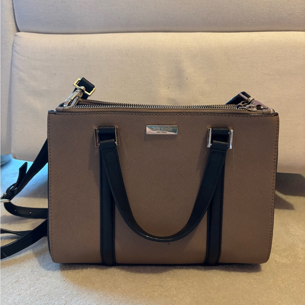 Kate Spade Black and Tan bag with cross body strap